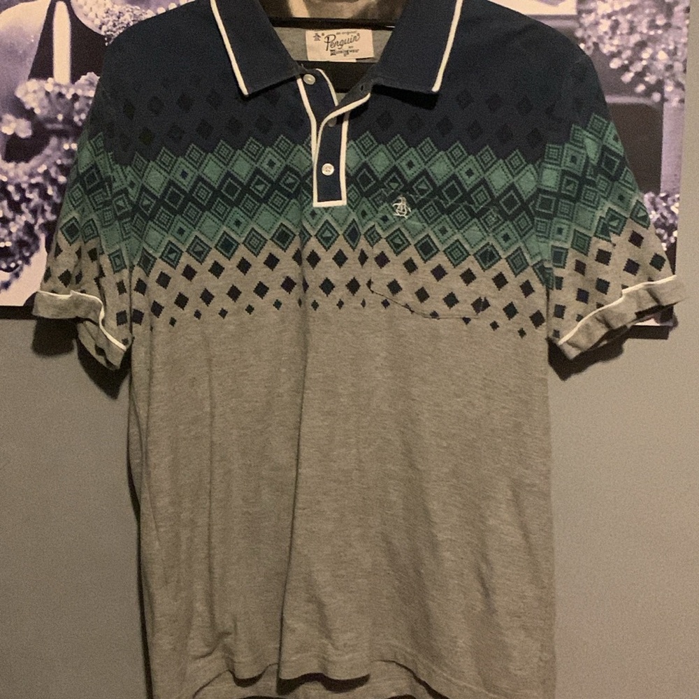 Penguin Retro Patterned Polo With Contrasting Tri… - image 2